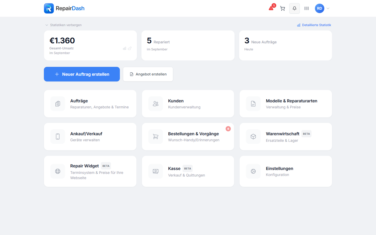 RepairDash Dashboard