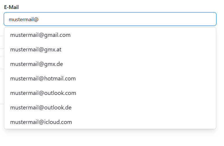 E-Mail Domain-Autocomplete