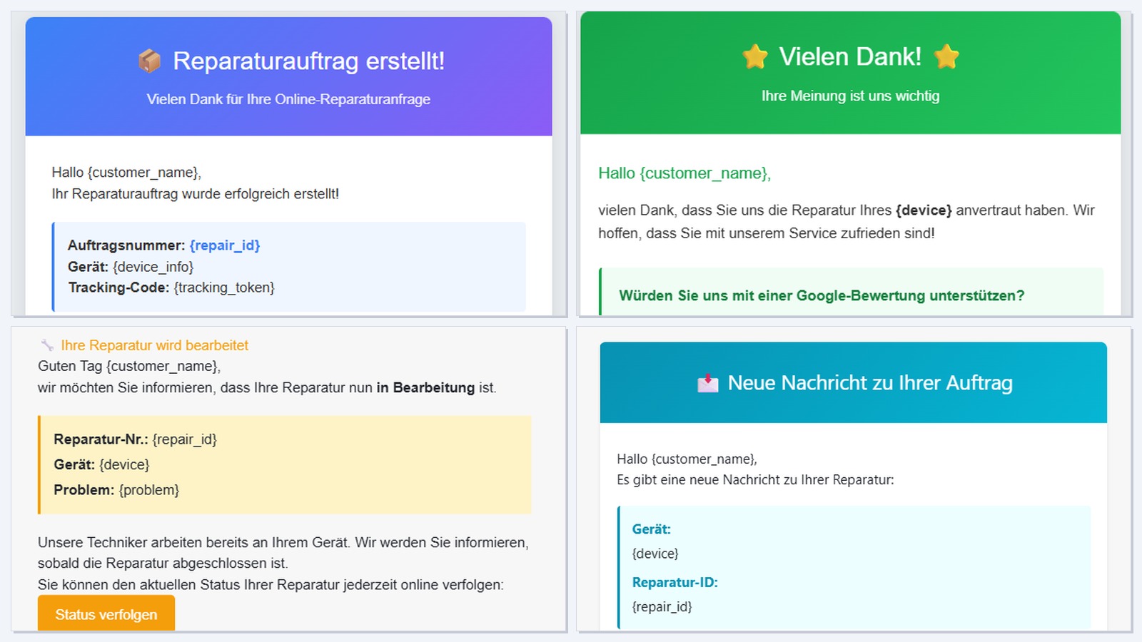 E-Mail Templates Screenshot